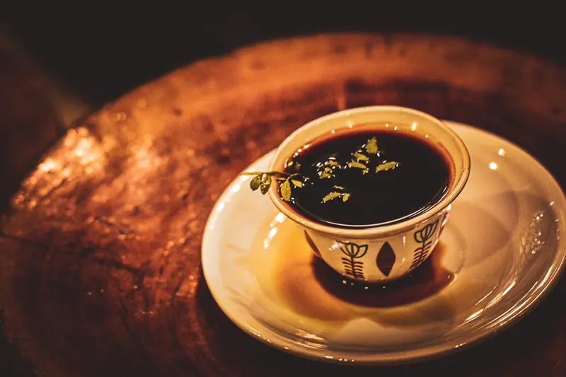 Cup of Ethiopian coffee from a traditional coffee ceremony, Addis Ababa