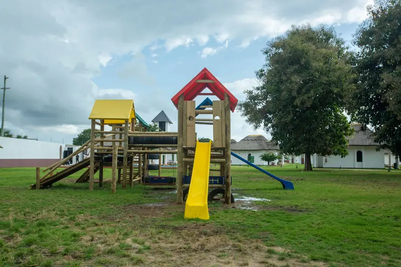 Kids' play area on the lawn at Aya Sophia